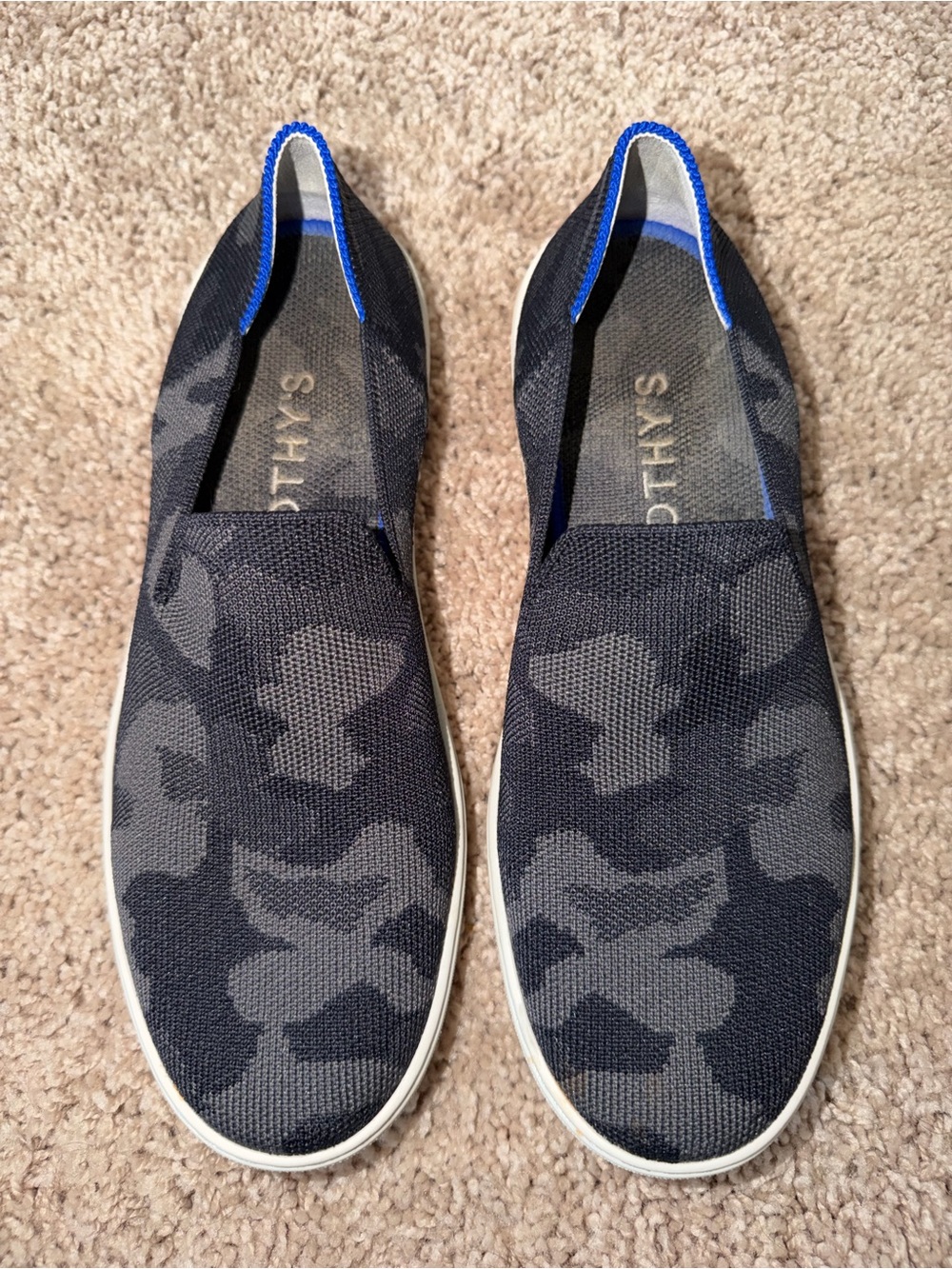 Rothy’s Slip-On Knit Camouflage Sneakers - Black/Gray